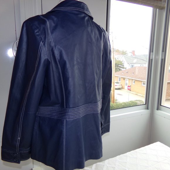 Bradley Women's Blue Leather Jacket - Picture 5 of 13